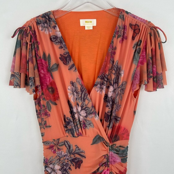 Maeve by Anthropologie Peach Orange Floral Drop Waist Maxi Dress - Picture 6 of 8